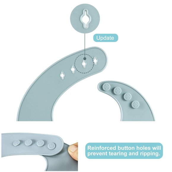 Adjustable Waterproof Silicone Bibs for Toddlers - Easy Clean & Stylish 3-Pack - Picture 5 of 9